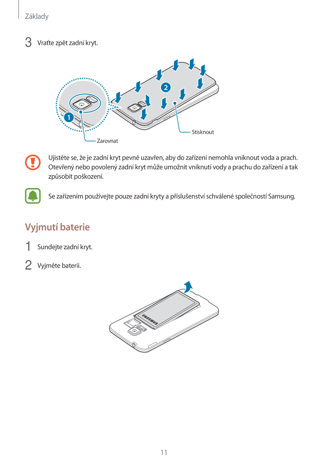 Samsung SM-G903FZSAETL manual Vyjmutí baterie 