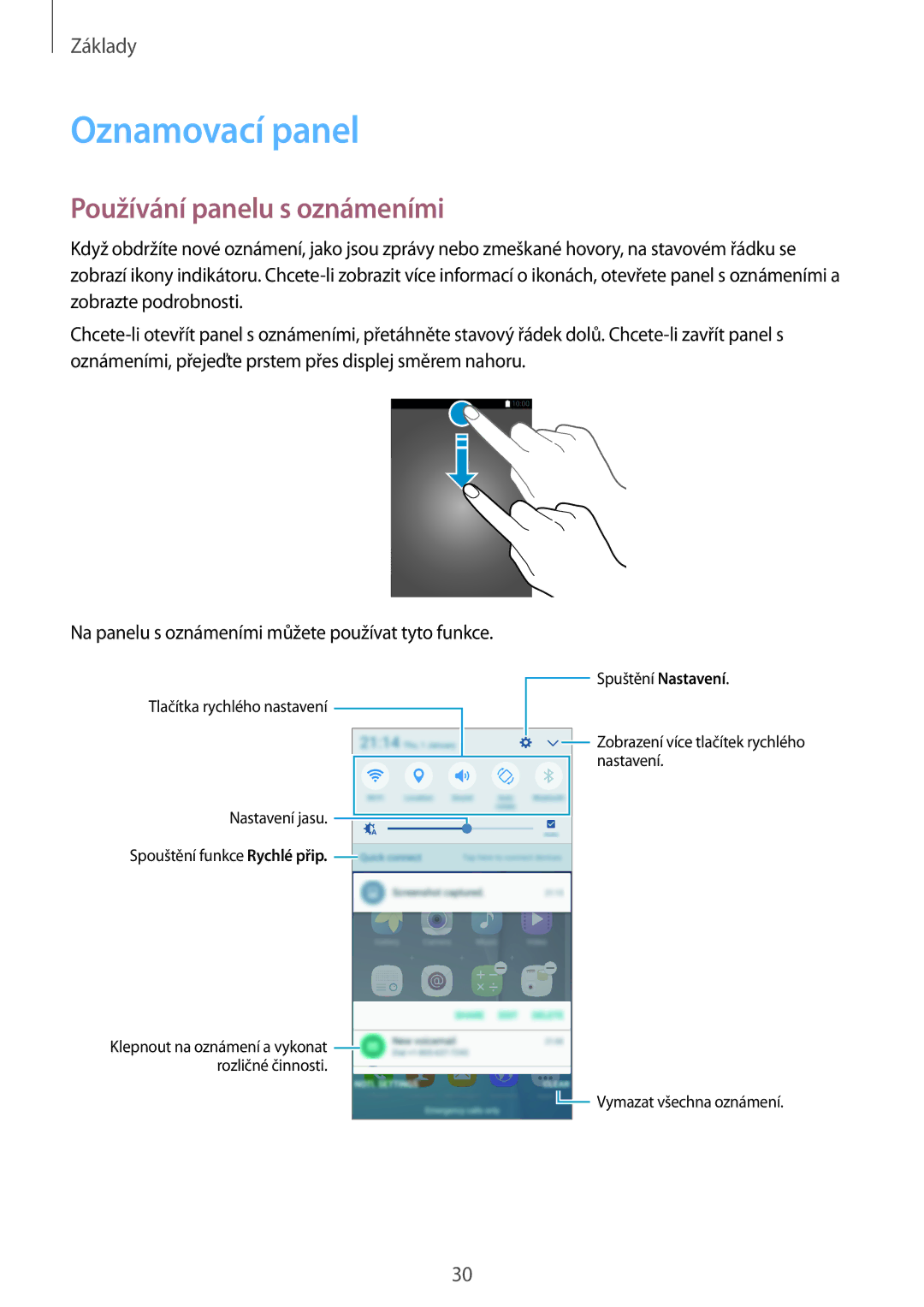 Samsung SM-G903FZSAETL manual Oznamovací panel, Používání panelu s oznámeními 