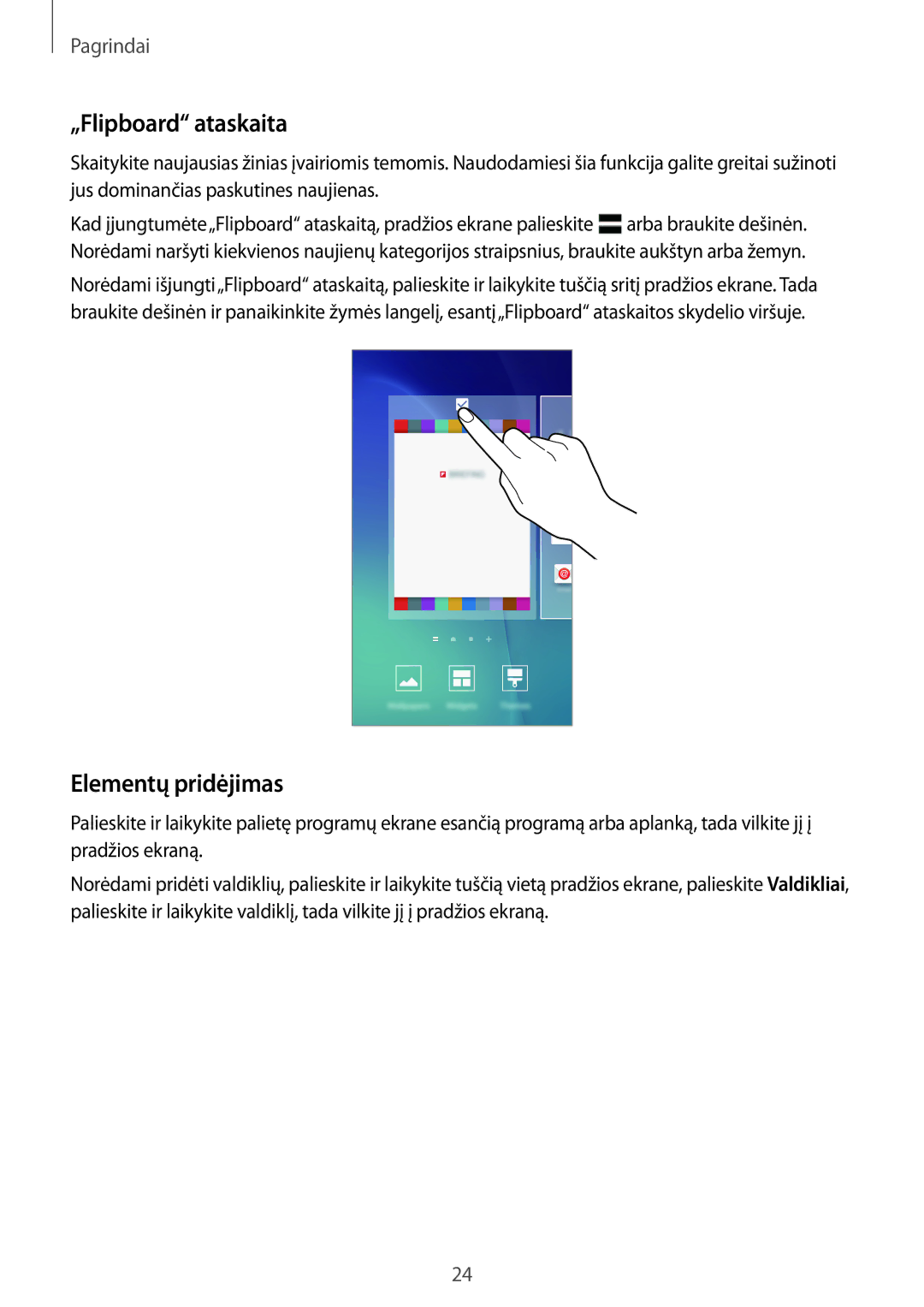 Samsung SM-G903FZSASEB, SM-G903FZKASEB, SM-G903FZDASEB manual „Flipboard ataskaita, Elementų pridėjimas 