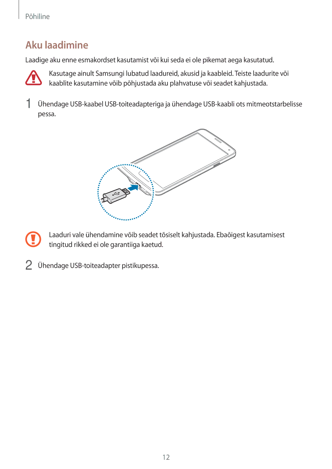 Samsung SM-G903FZSASEB, SM-G903FZKASEB, SM-G903FZDASEB manual Aku laadimine 