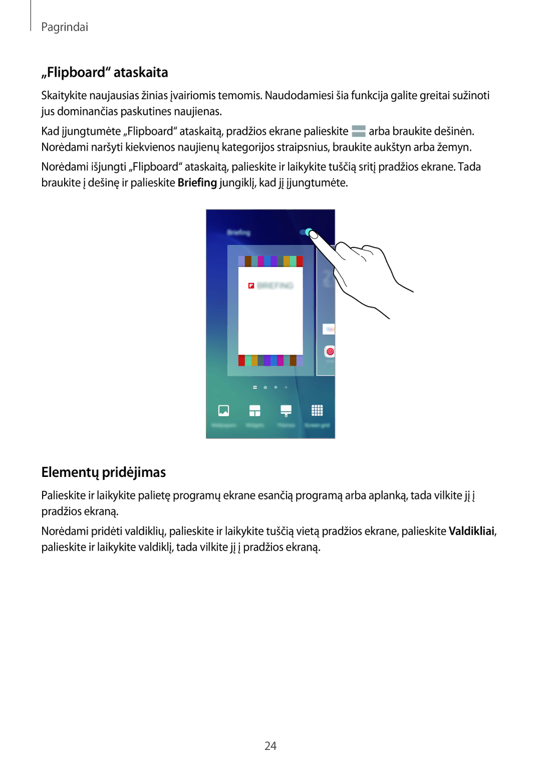 Samsung SM-G903FZSASEB, SM-G903FZKASEB, SM-G903FZDASEB manual „Flipboard ataskaita, Elementų pridėjimas 