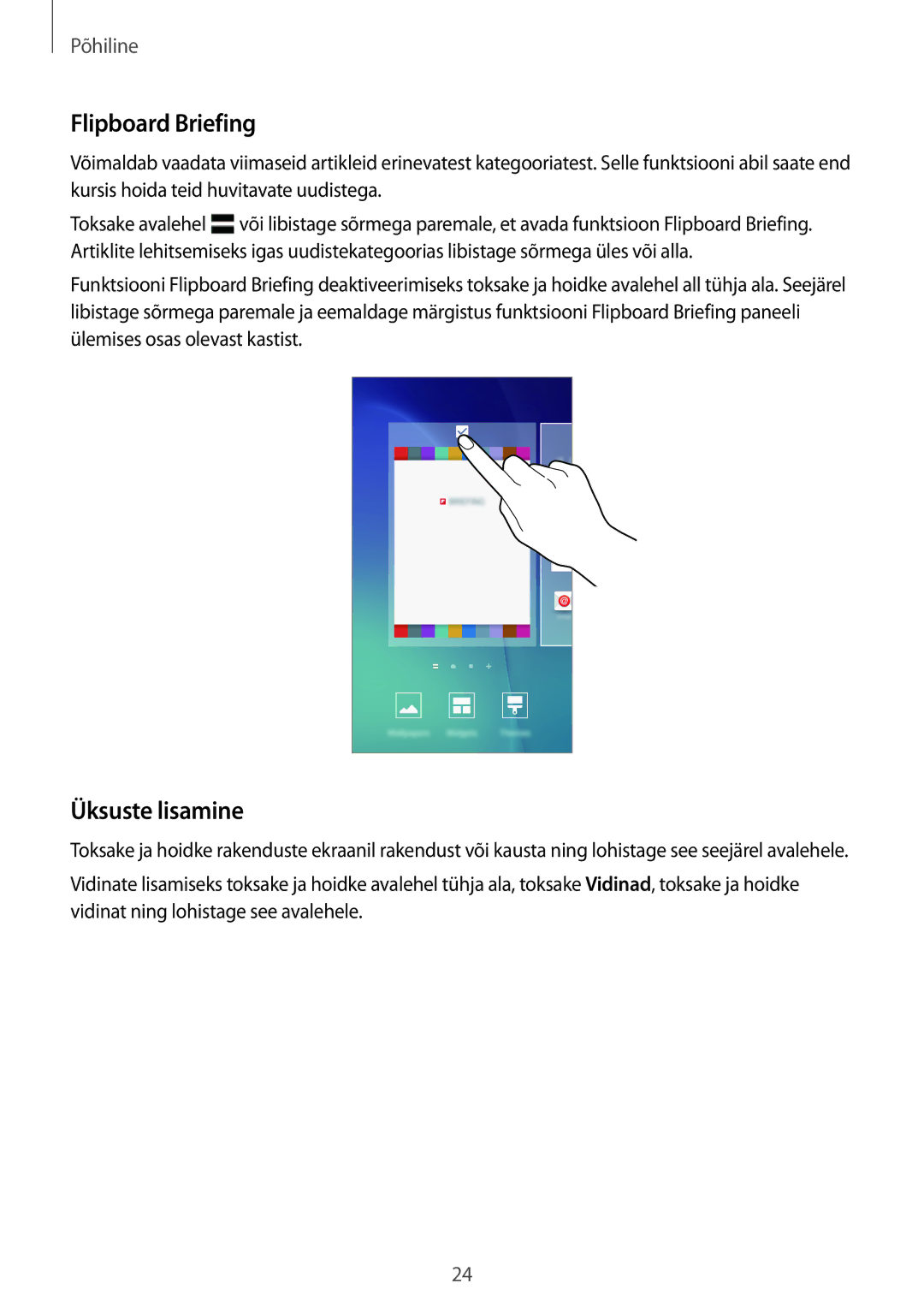 Samsung SM-G903FZSASEB, SM-G903FZKASEB, SM-G903FZDASEB manual Flipboard Briefing, Üksuste lisamine 