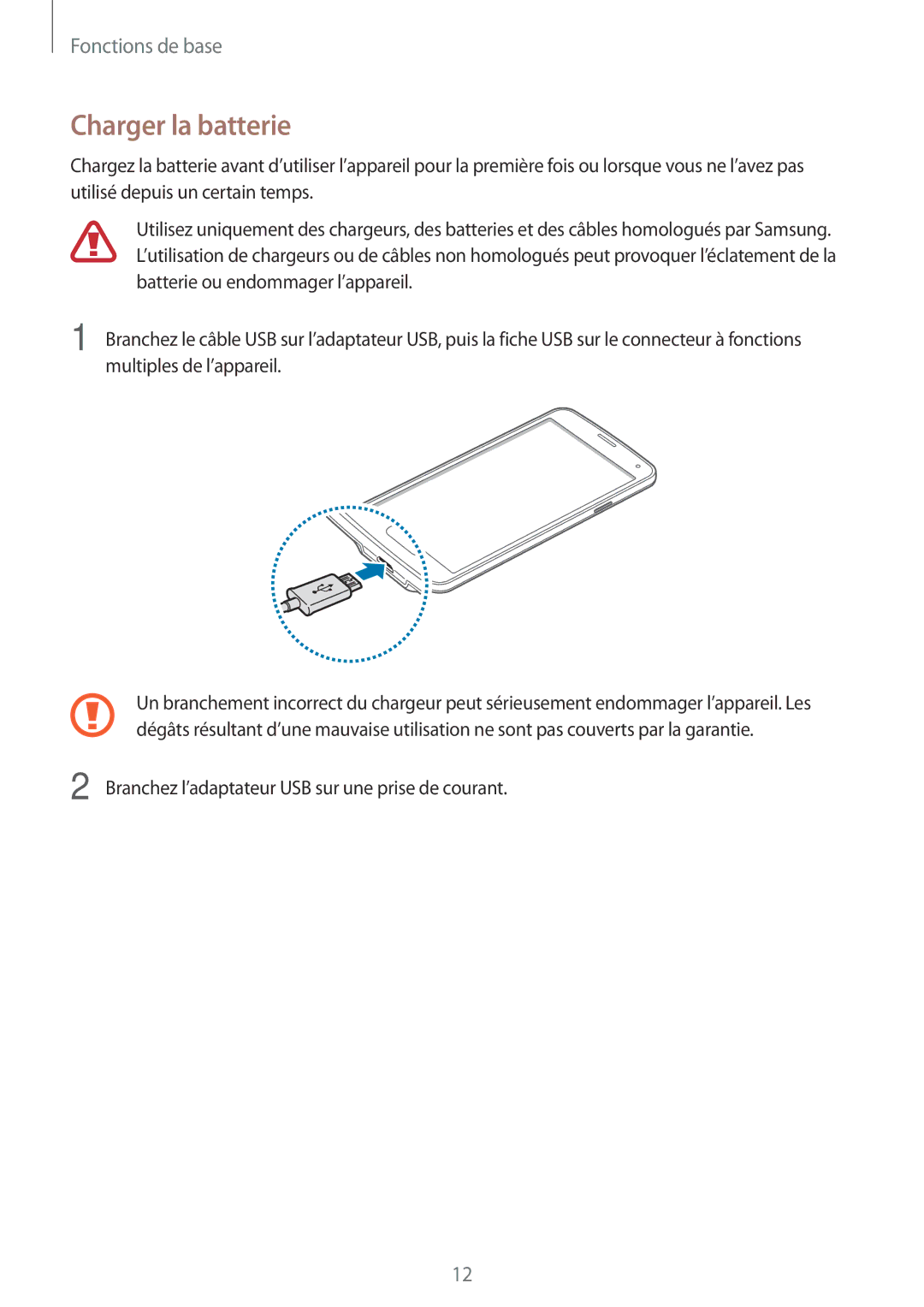 Samsung SM-G903FZSAXEF, SM-G903FZKAXEF, SM-G903FZDAXEF manual Charger la batterie 