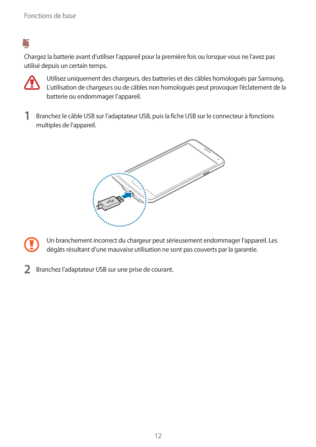 Samsung SM-G903FZSAXEF, SM-G903FZKAXEF, SM-G903FZDAXEF manual Charger la batterie 