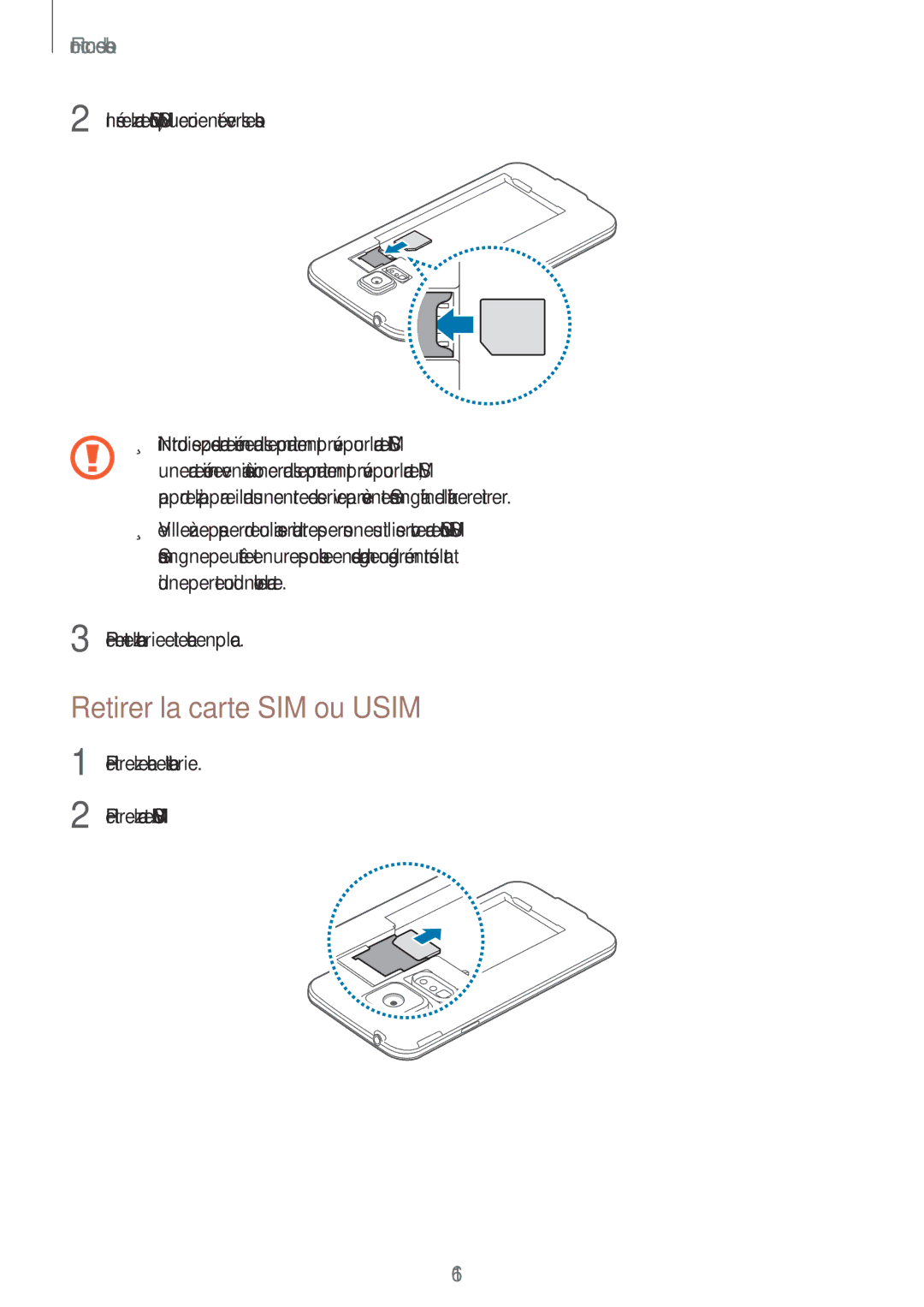 Samsung SM-G903FZKAXEF, SM-G903FZSAXEF, SM-G903FZDAXEF manual Retirer la carte SIM ou Usim 