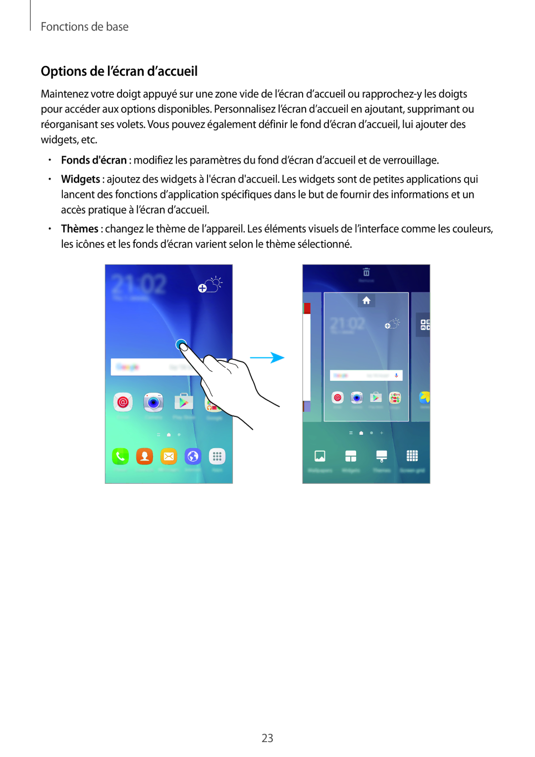 Samsung SM-G903FZDAXEF, SM-G903FZSAXEF, SM-G903FZKAXEF manual Options de l’écran d’accueil 