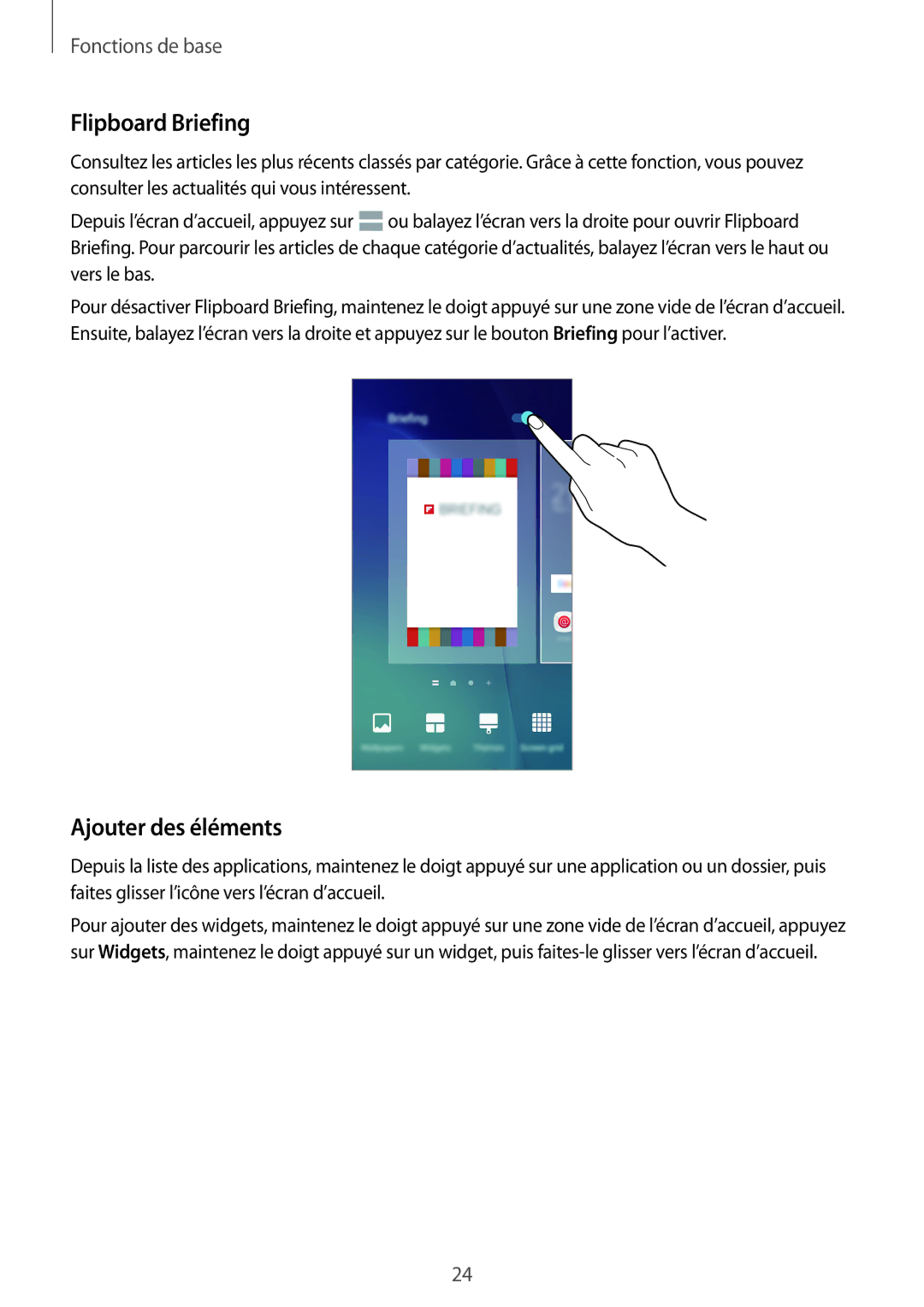 Samsung SM-G903FZSAXEF, SM-G903FZKAXEF, SM-G903FZDAXEF manual Flipboard Briefing, Ajouter des éléments 