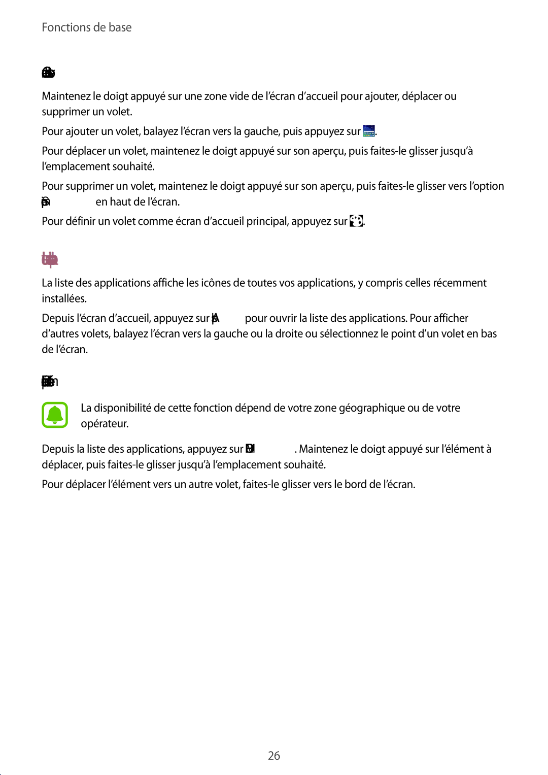 Samsung SM-G903FZDAXEF, SM-G903FZSAXEF, SM-G903FZKAXEF manual Liste des applications, Gérer les volets, Déplacer des éléments 