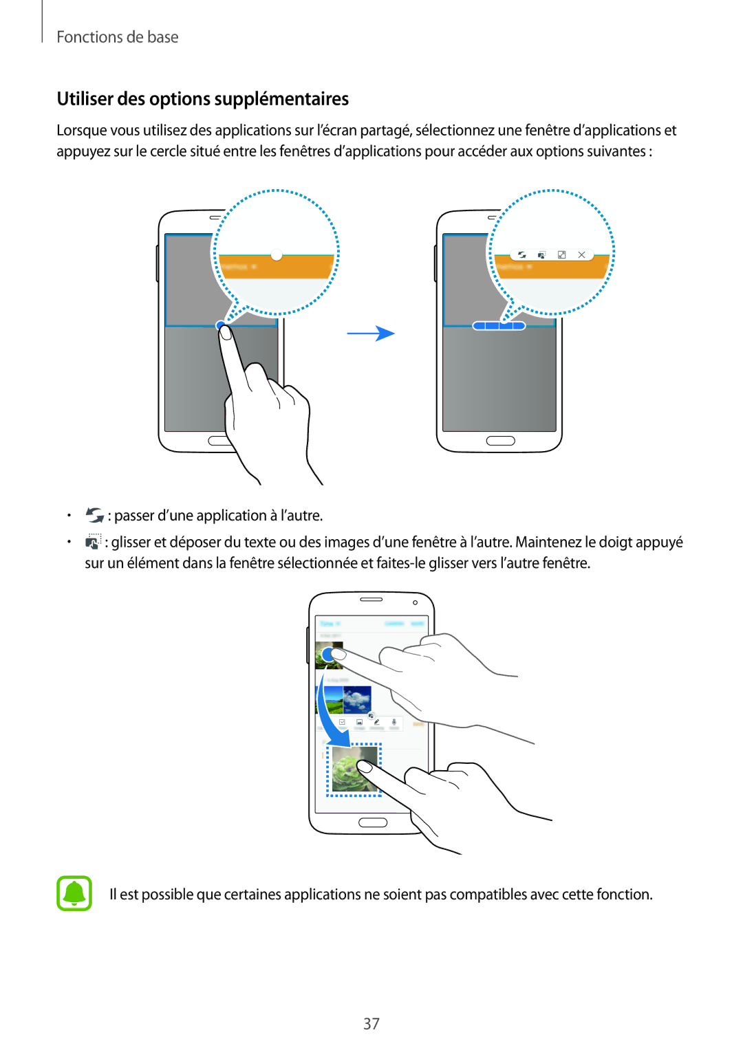 Samsung SM-G903FZKAXEF, SM-G903FZSAXEF manual Utiliser des options supplémentaires, Passer d’une application à l’autre 