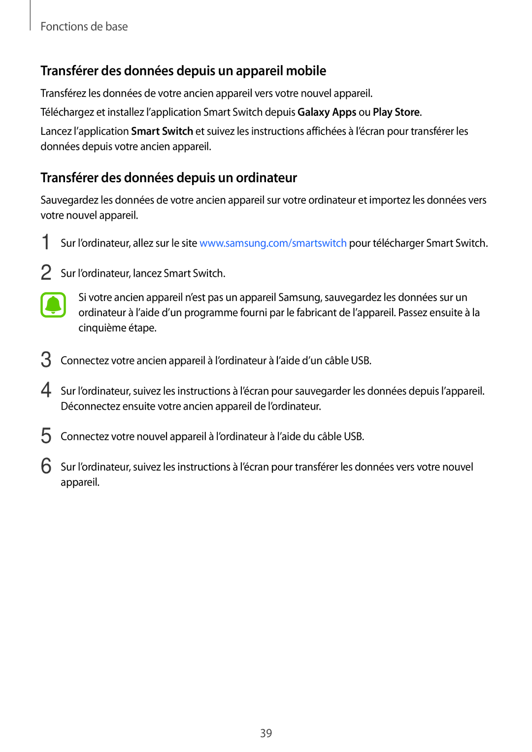 Samsung SM-G903FZSAXEF manual Transférer des données depuis un appareil mobile, Transférer des données depuis un ordinateur 