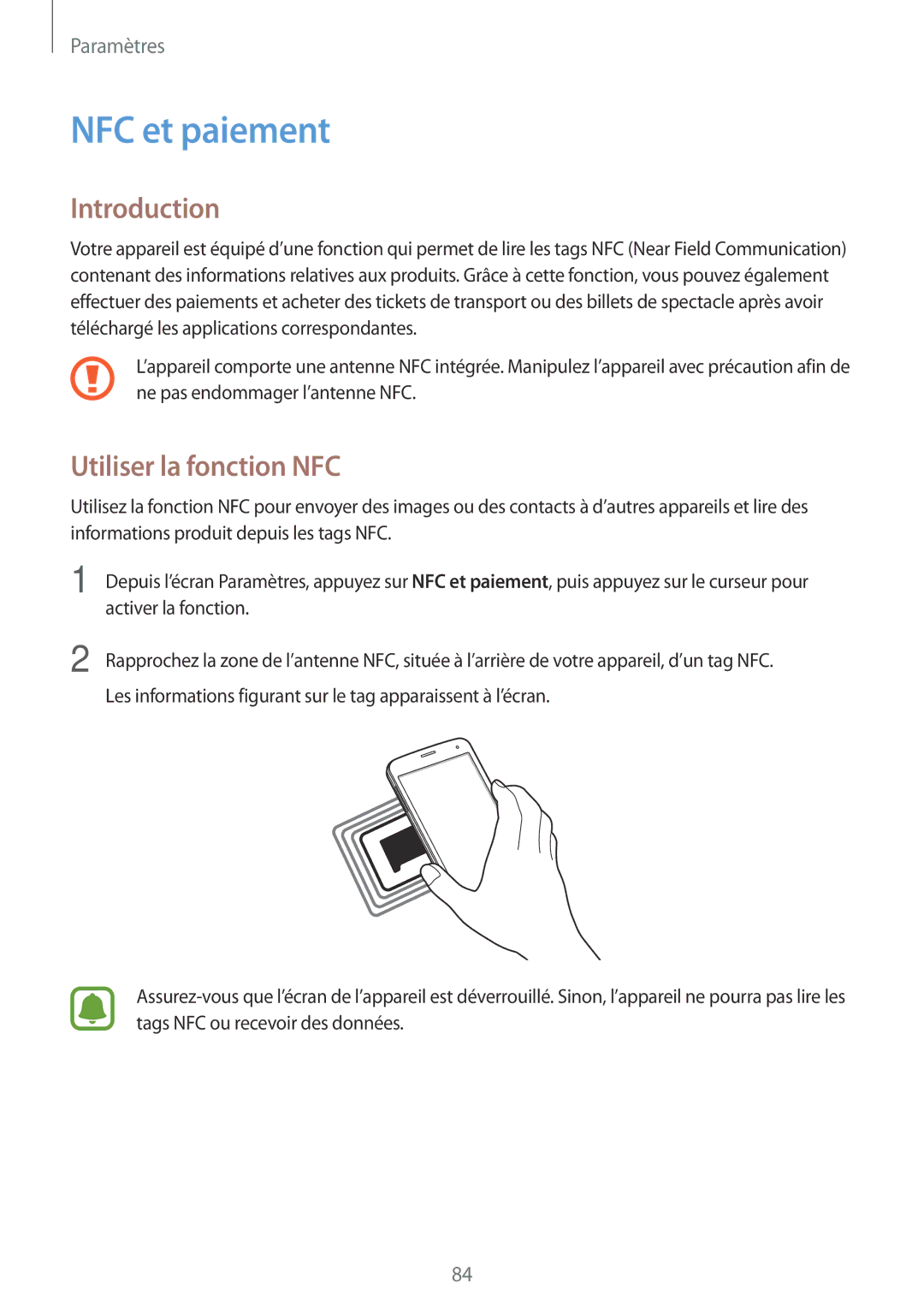 Samsung SM-G903FZSAXEF, SM-G903FZKAXEF, SM-G903FZDAXEF manual NFC et paiement, Utiliser la fonction NFC 