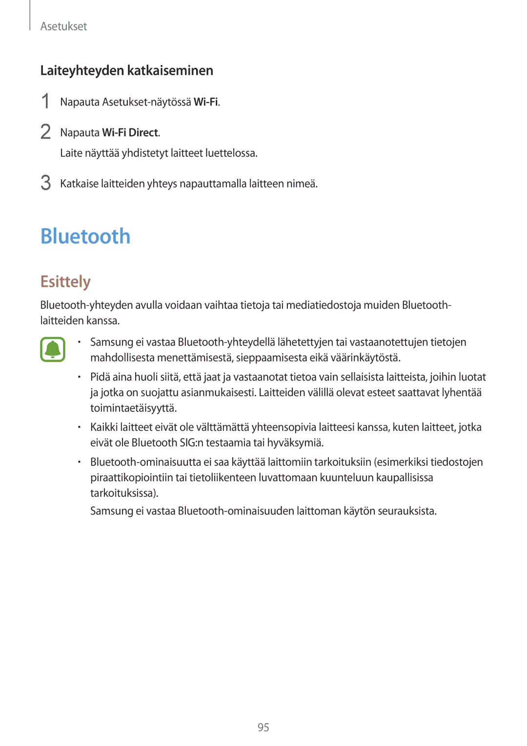 Samsung SM-G920FZDANEE, SM-G920FZBANEE, SM-G920FZWANEE, SM-G920FZKFNEE, SM-G920FZKANEE Bluetooth, Laiteyhteyden katkaiseminen 