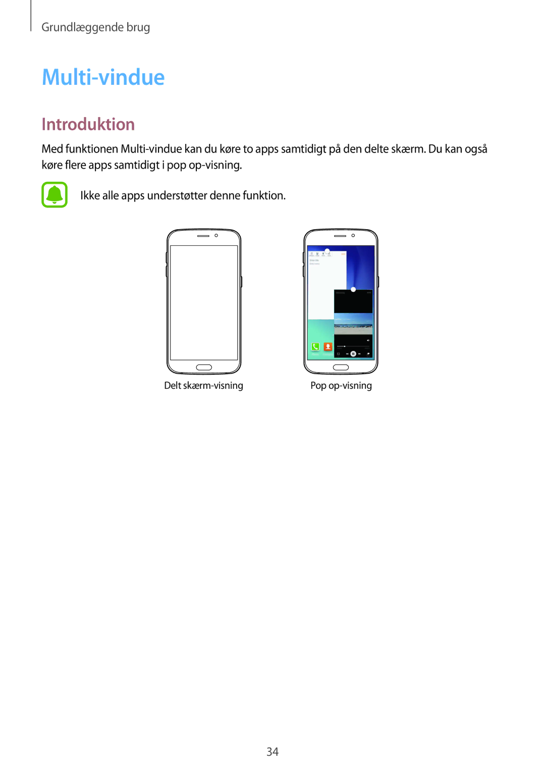 Samsung SM-G920FZWFNEE, SM-G920FZBANEE, SM-G920FZWANEE, SM-G920FZKFNEE, SM-G920FZKANEE manual Multi-vindue, Introduktion 