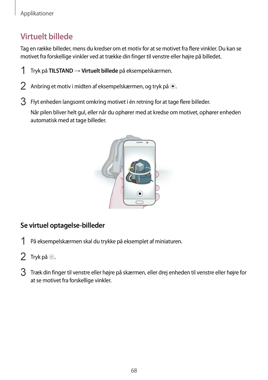 Samsung SM-G920FZKFNEE, SM-G920FZBANEE, SM-G920FZWANEE, SM-G920FZKANEE manual Virtuelt billede, Se virtuel optagelse-billeder 