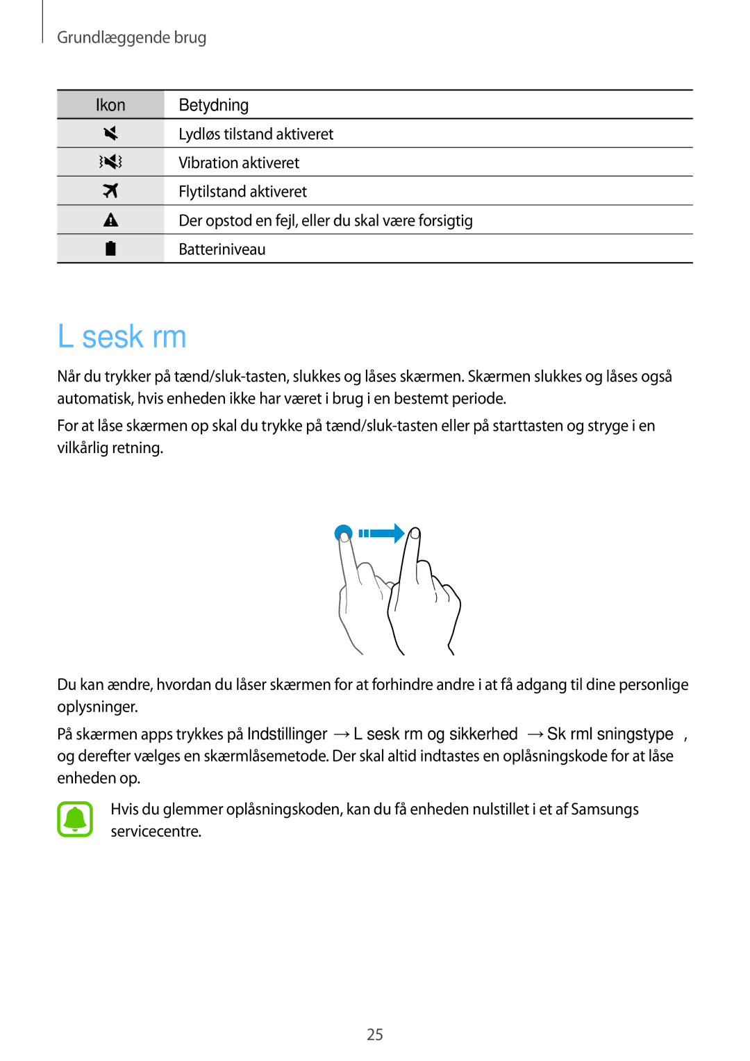 Samsung SM-G920FZWANEE, SM-G920FZBANEE, SM-G920FZKFNEE, SM-G920FZKANEE, SM-G920FZWFNEE, SM-G920FZDANEE manual Låseskærm 