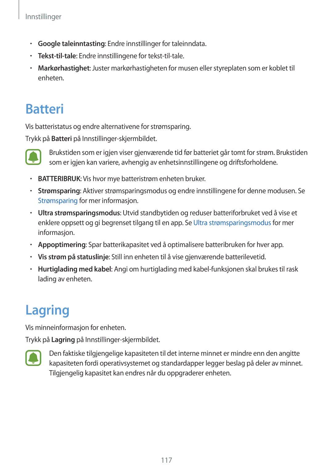 Samsung SM-G920FZKANEE, SM-G920FZBANEE, SM-G920FZWANEE, SM-G920FZKFNEE, SM-G920FZWFNEE, SM-G920FZDANEE manual Batteri, Lagring 