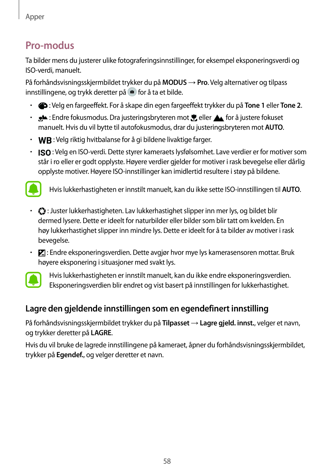 Samsung SM-G920FZWFNEE, SM-G920FZBANEE, SM-G920FZWANEE Pro-modus, Velg riktig hvitbalanse for å gi bildene livaktige farger 