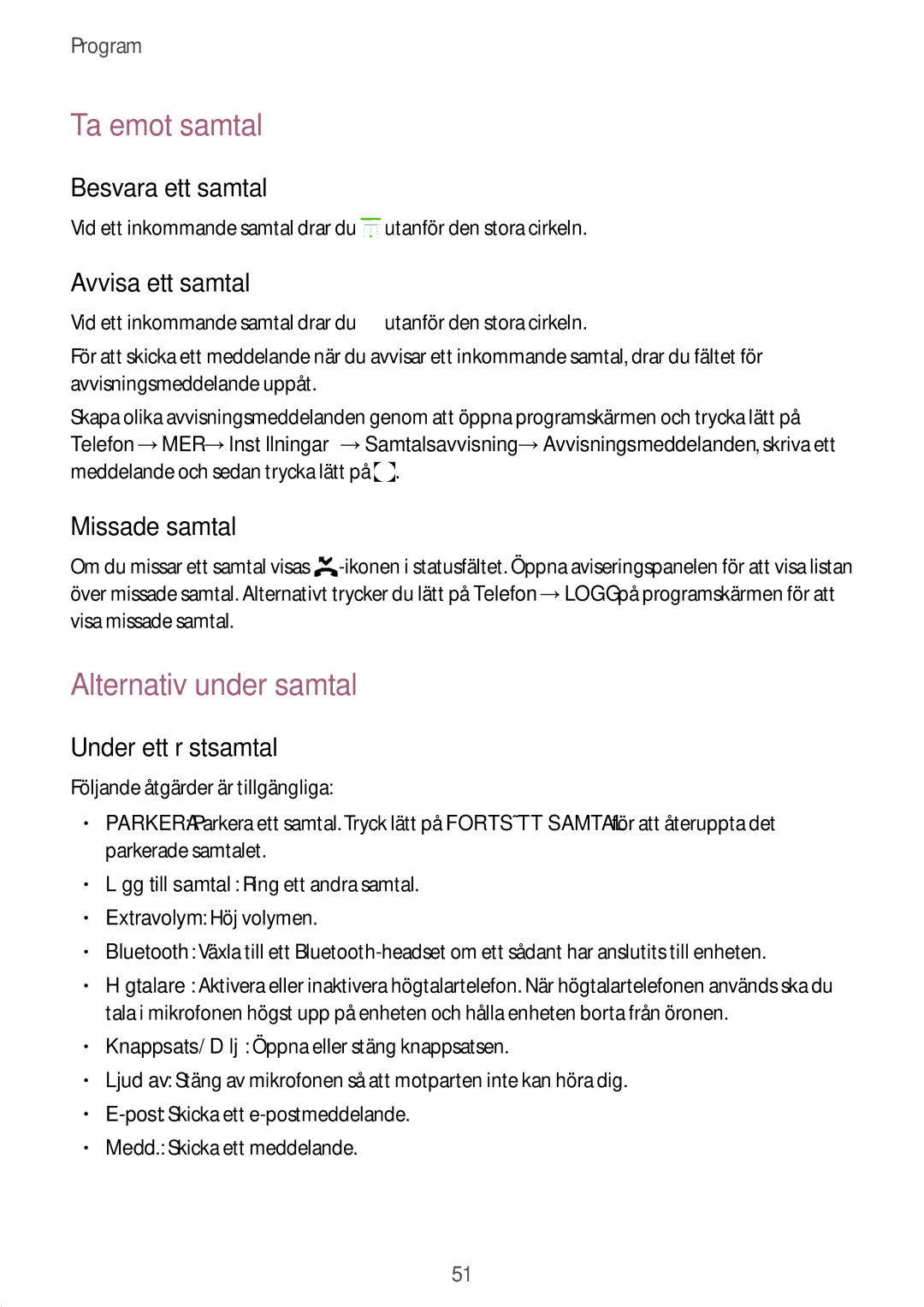 Samsung SM-G920FZKANEE, SM-G920FZBANEE, SM-G920FZWANEE, SM-G920FZKFNEE manual Ta emot samtal, Alternativ under samtal 