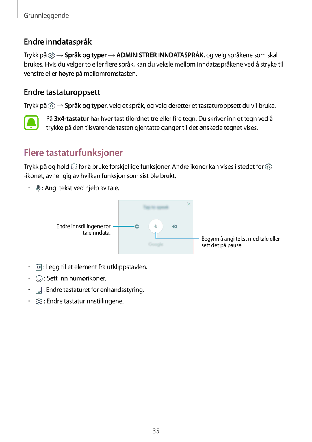 Samsung SM-G920FZDANEE, SM-G920FZBANEE, SM-G920FZWANEE Flere tastaturfunksjoner, Endre inndataspråk, Endre tastaturoppsett 