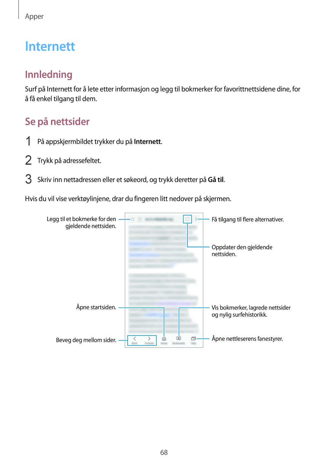 Samsung SM-G920FZKFNEE, SM-G920FZBANEE, SM-G920FZWANEE, SM-G920FZKANEE, SM-G920FZWFNEE manual Internett, Se på nettsider 