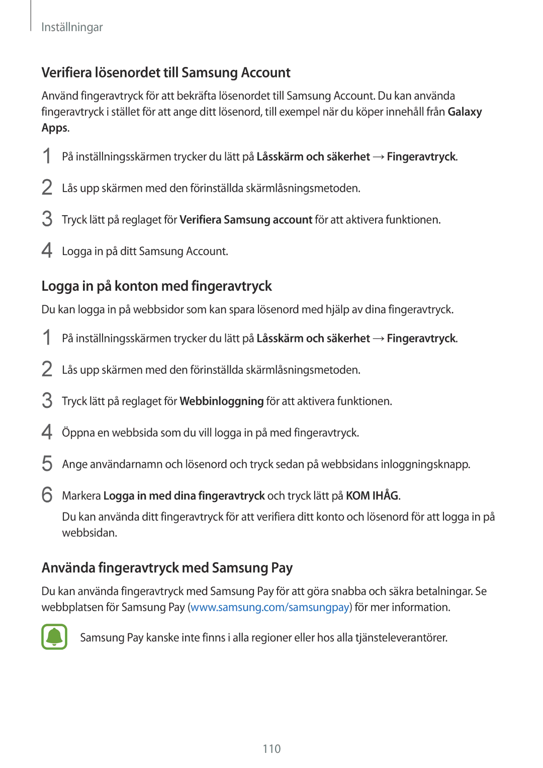 Samsung SM-G920FZKFNEE, SM-G920FZBANEE Verifiera lösenordet till Samsung Account, Logga in på konton med fingeravtryck 