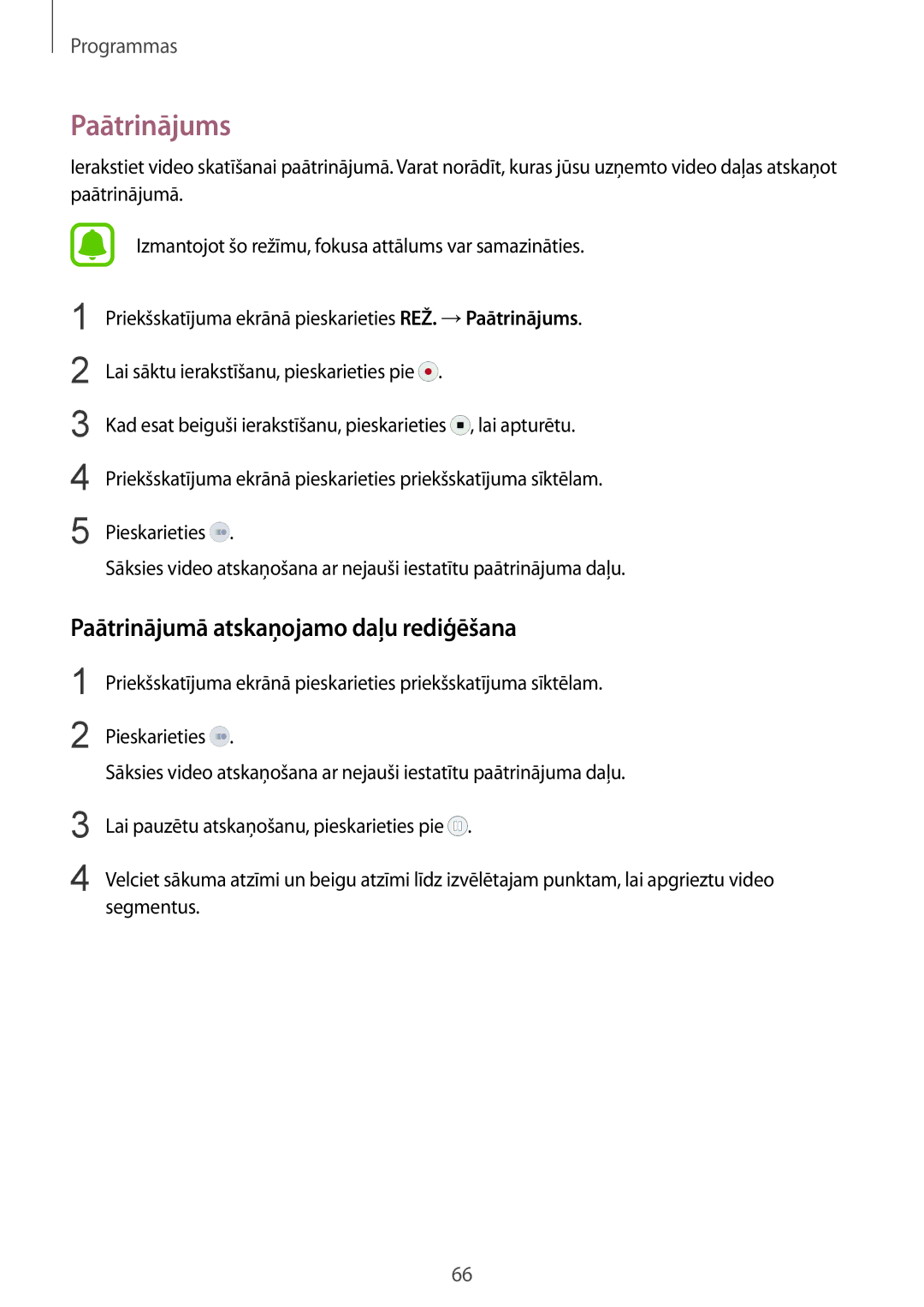 Samsung SM-G920FZBASEB manual Paātrinājums, Paātrinājumā atskaņojamo daļu rediģēšana 