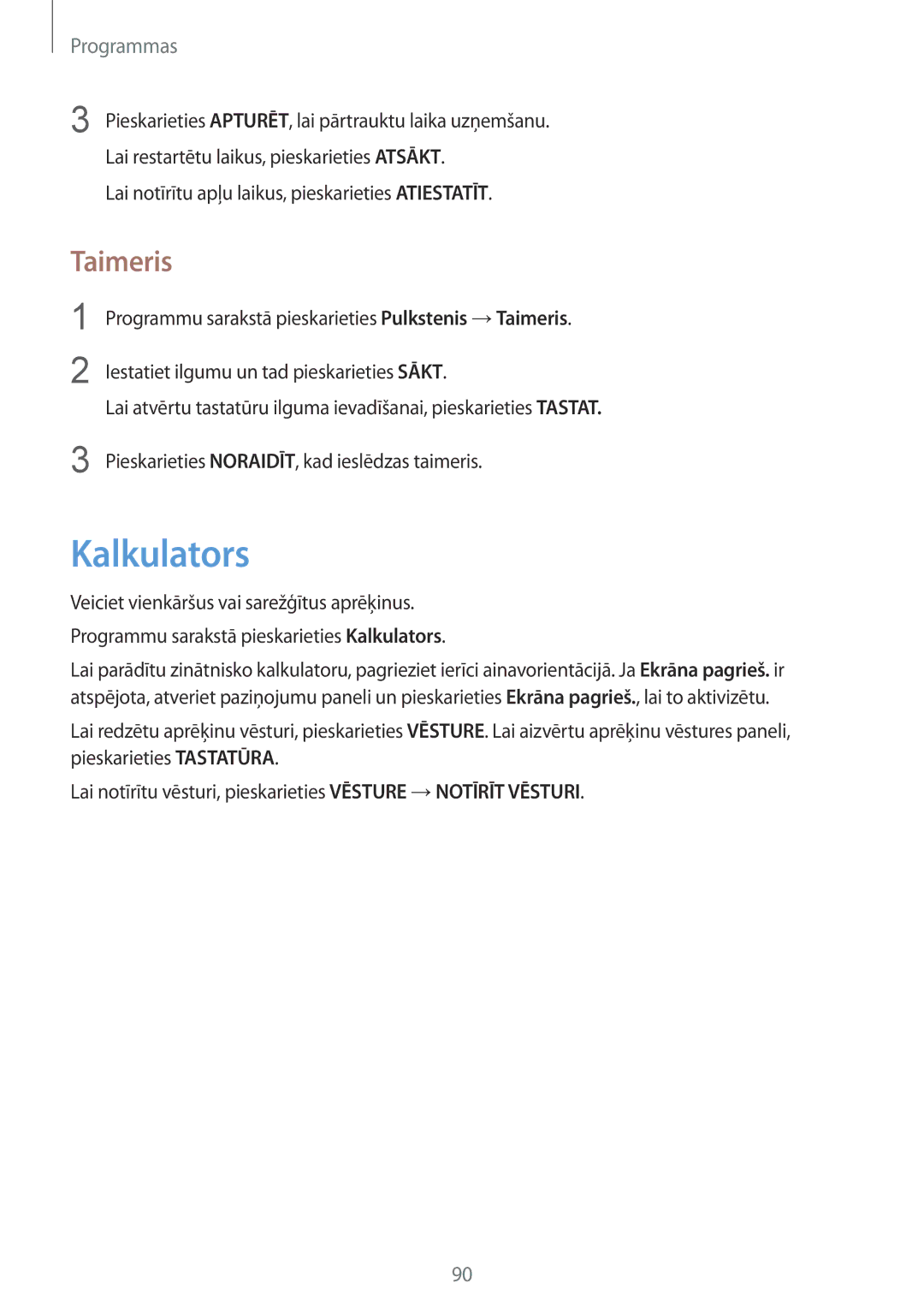 Samsung SM-G920FZBASEB manual Kalkulators, Taimeris 