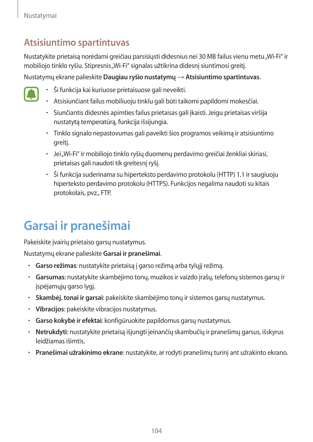 Samsung SM-G920FZBASEB manual Garsai ir pranešimai, Atsisiuntimo spartintuvas 