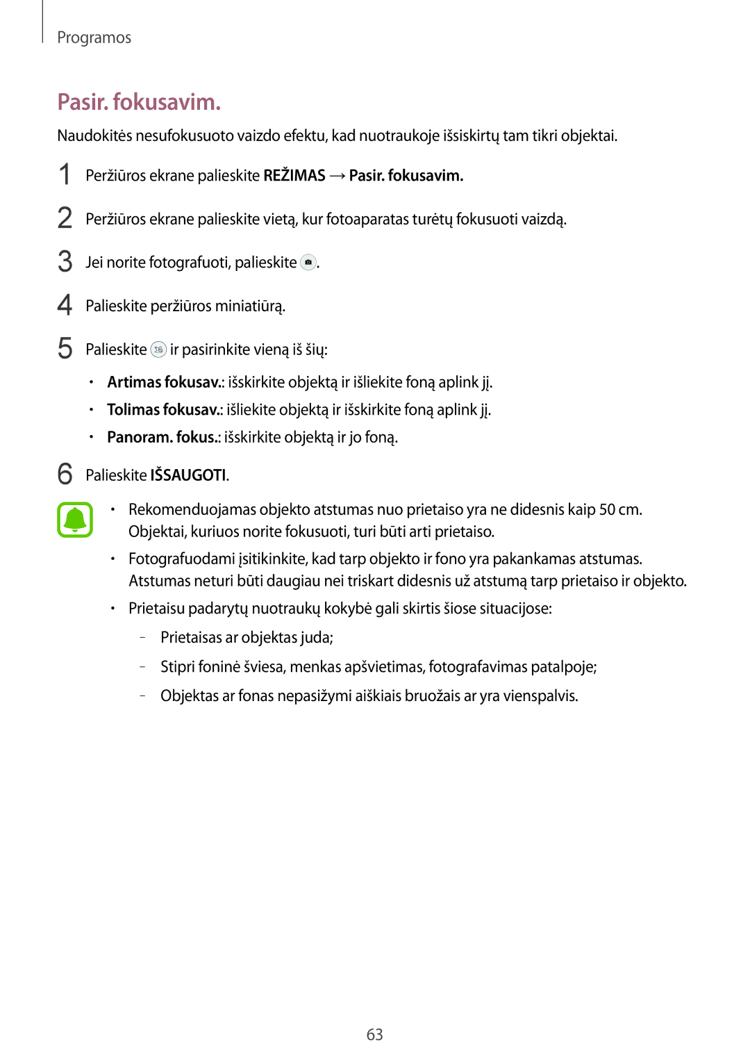 Samsung SM-G920FZBASEB manual Pasir. fokusavim 