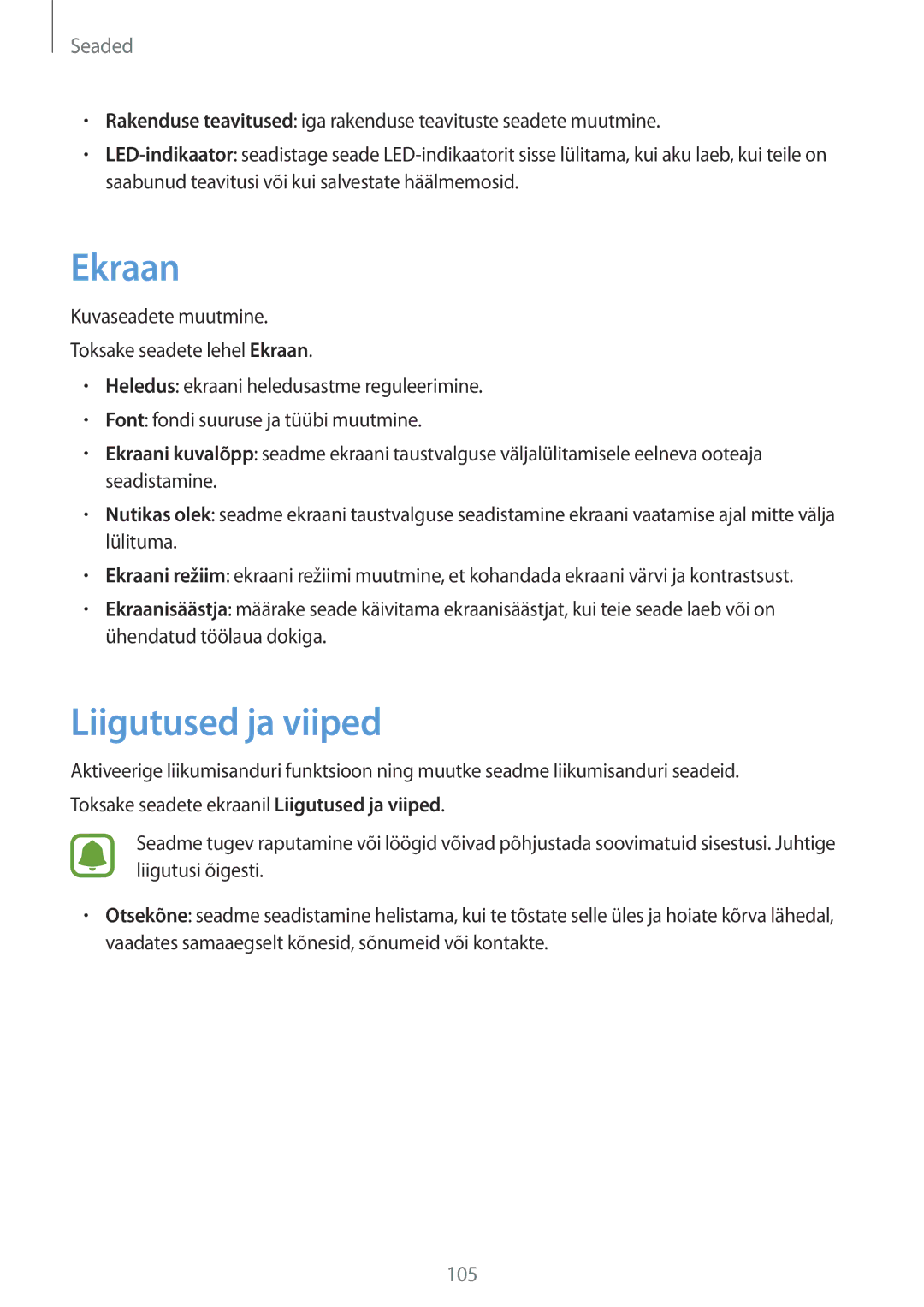 Samsung SM-G920FZBASEB manual Ekraan, Liigutused ja viiped 