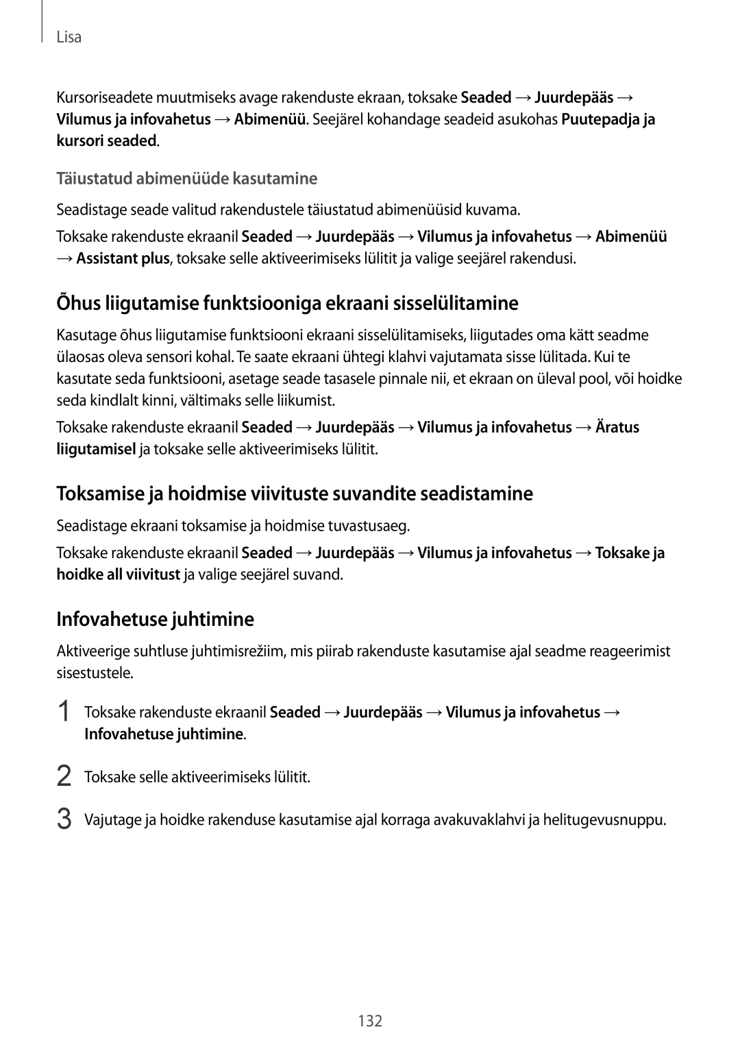 Samsung SM-G920FZBASEB manual Õhus liigutamise funktsiooniga ekraani sisselülitamine, Infovahetuse juhtimine 