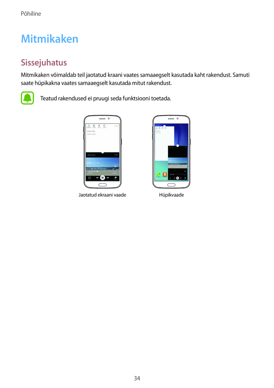 Samsung SM-G920FZBASEB manual Mitmikaken, Sissejuhatus 