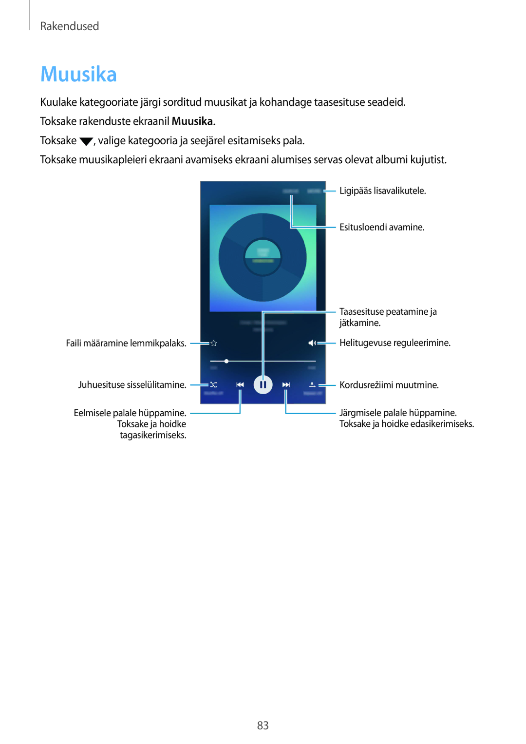 Samsung SM-G920FZBASEB manual Muusika 