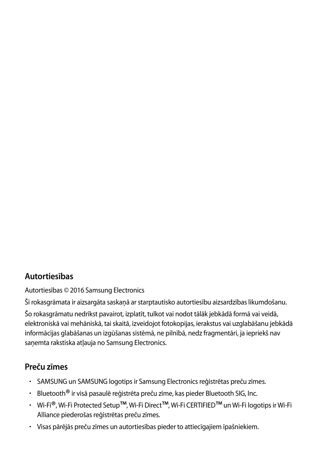 Samsung SM-G920FZBASEB manual Preču zīmes, Autortiesības 2016 Samsung Electronics 