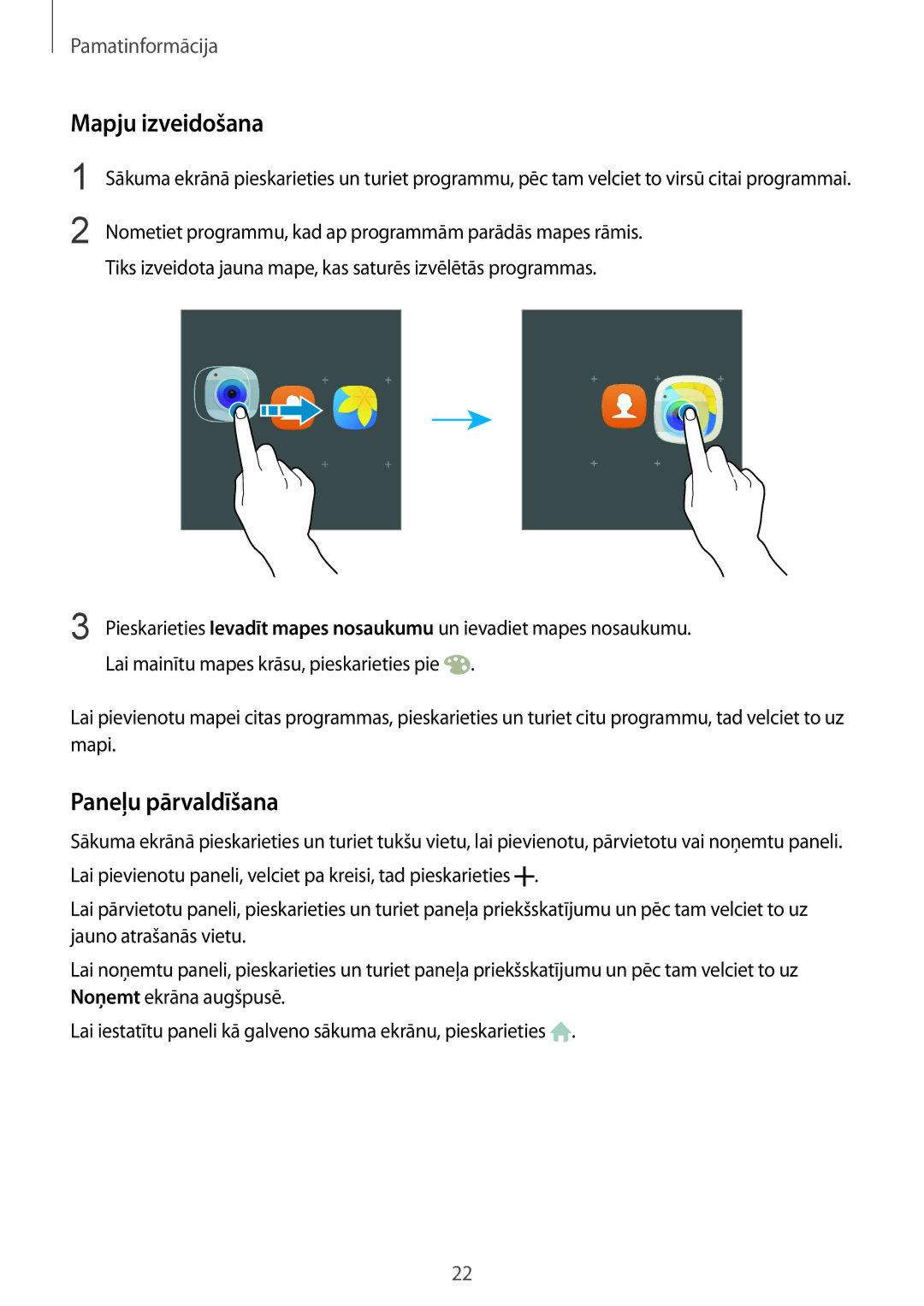 Samsung SM-G920FZBASEB manual Mapju izveidošana, Paneļu pārvaldīšana 