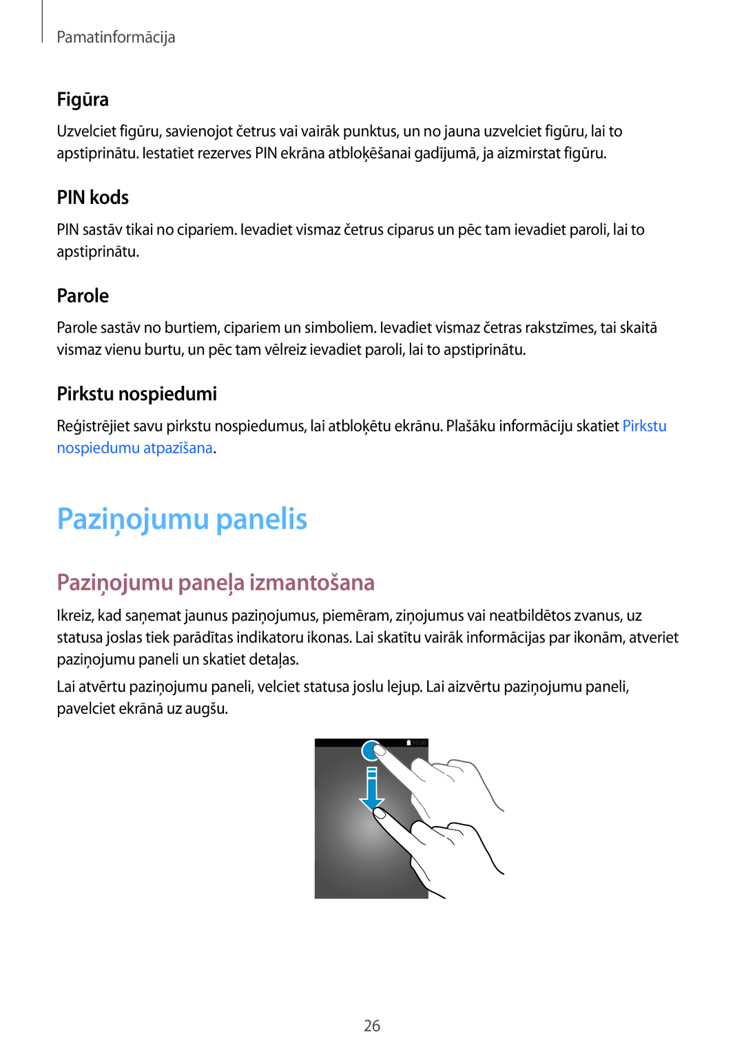 Samsung SM-G920FZBASEB manual Paziņojumu panelis, Paziņojumu paneļa izmantošana 