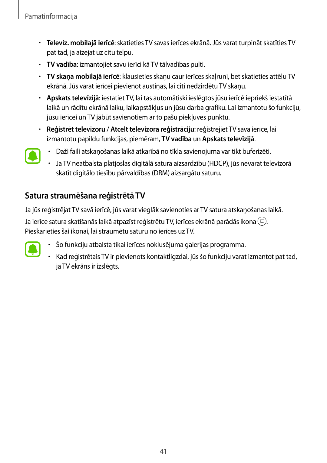 Samsung SM-G920FZBASEB manual Satura straumēšana reģistrētā TV 