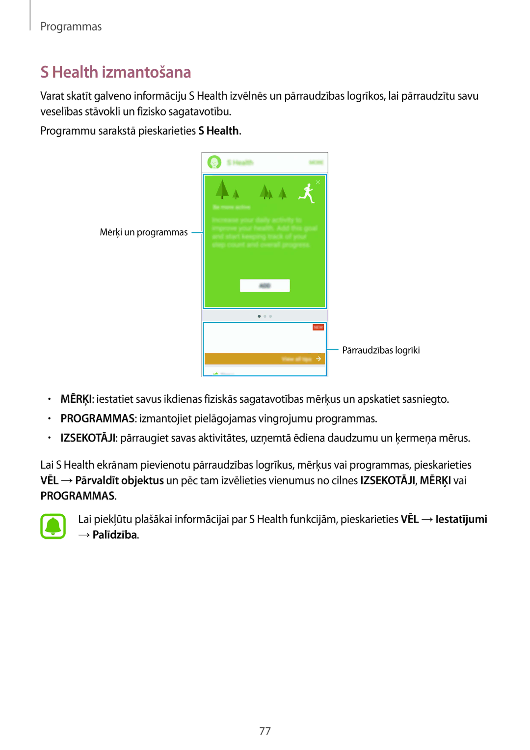 Samsung SM-G920FZBASEB manual Health izmantošana, → Palīdzība 