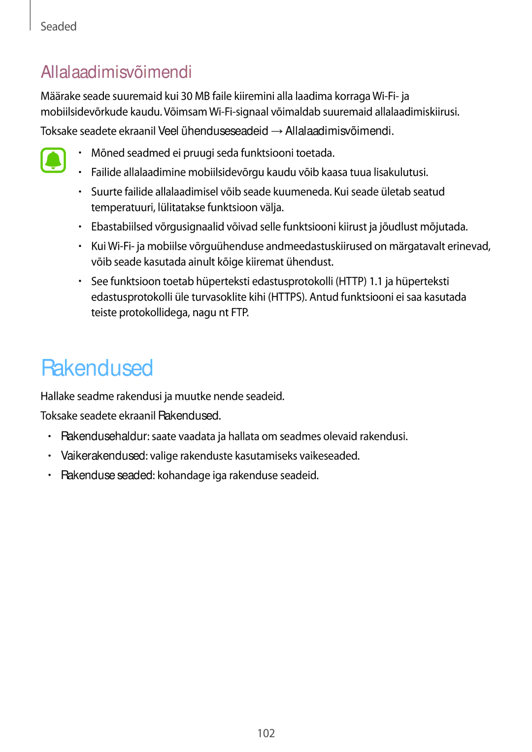 Samsung SM-G920FZBASEB manual Rakendused, Allalaadimisvõimendi 