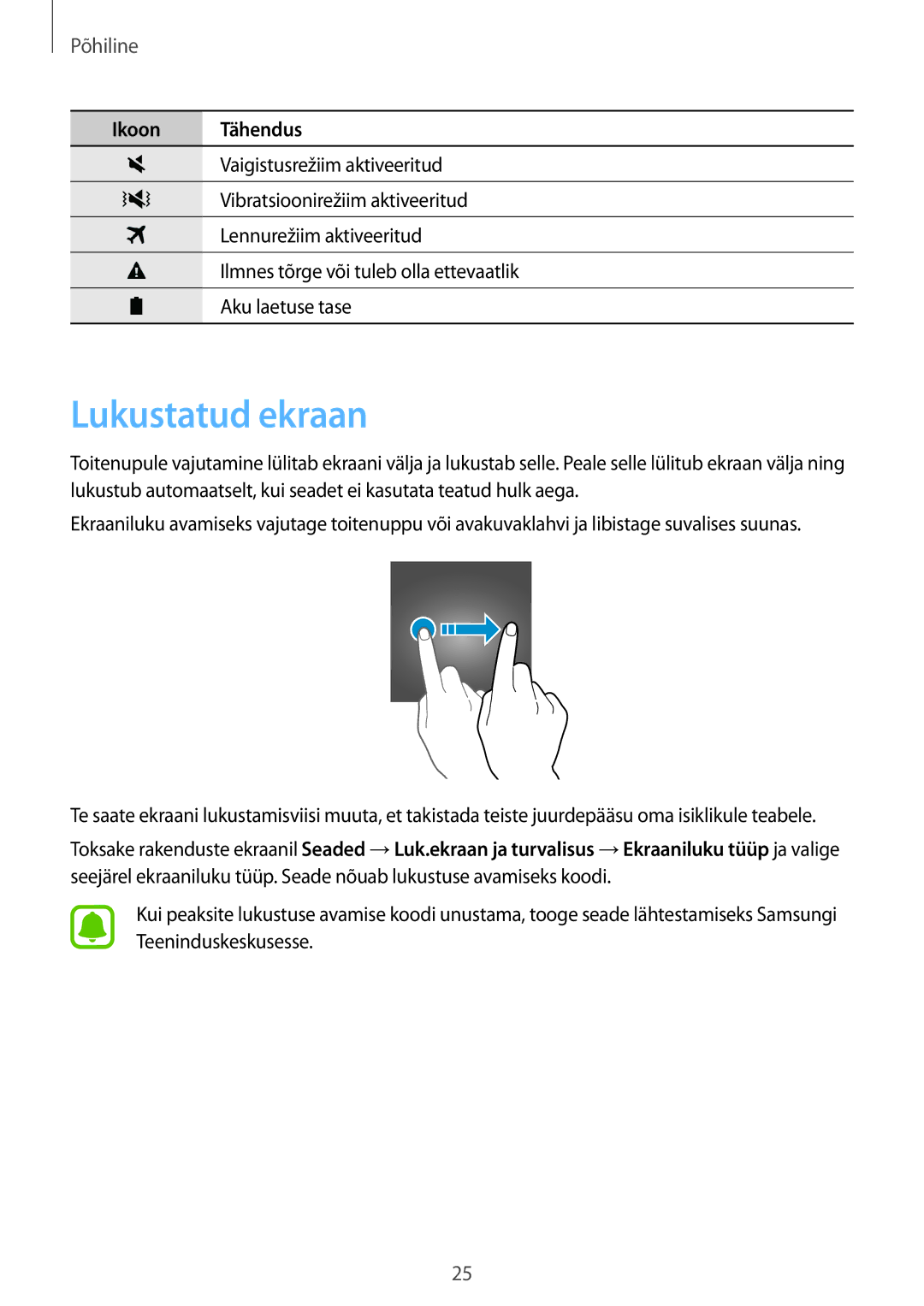 Samsung SM-G920FZBASEB manual Lukustatud ekraan 