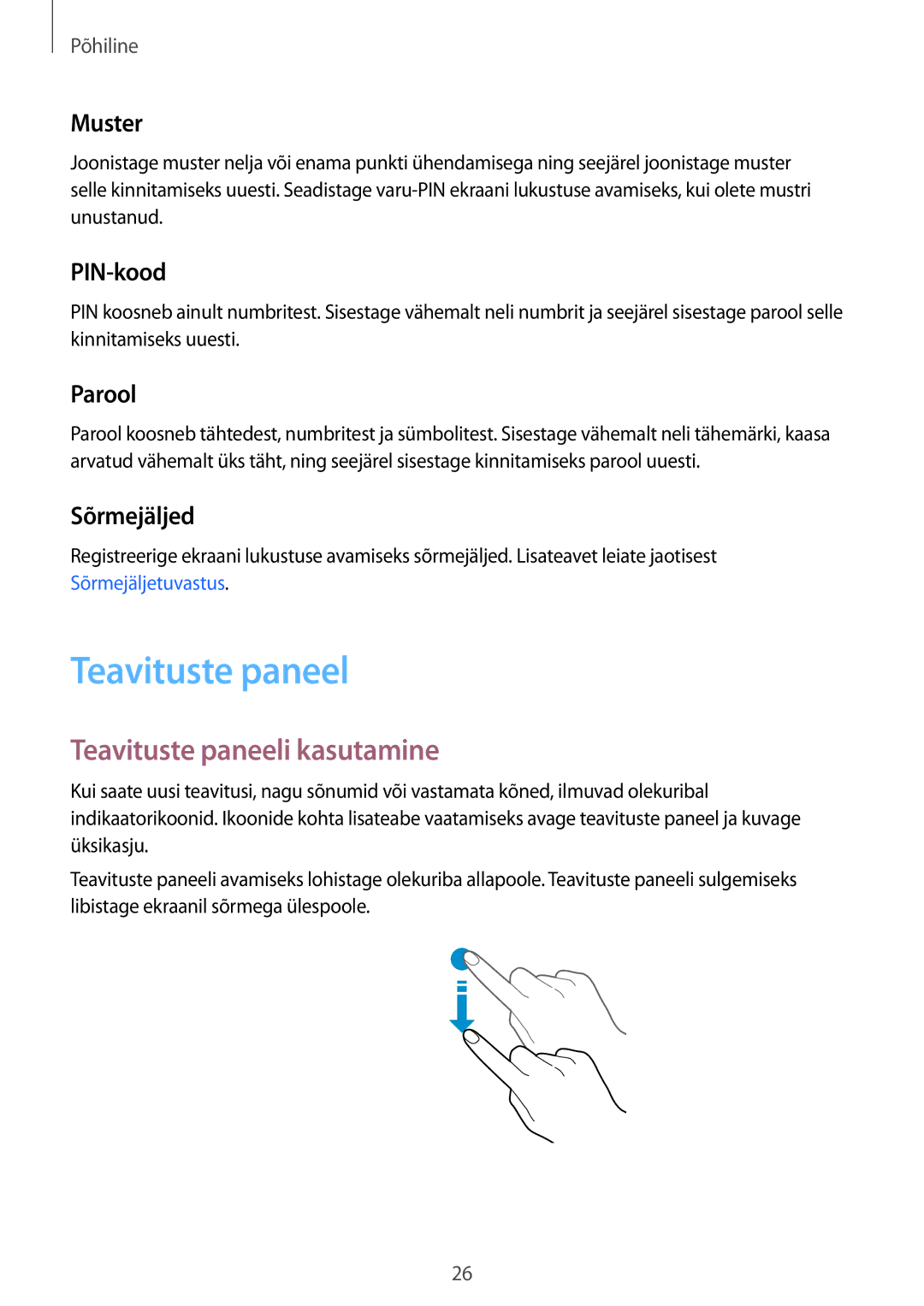 Samsung SM-G920FZBASEB manual Teavituste paneeli kasutamine 