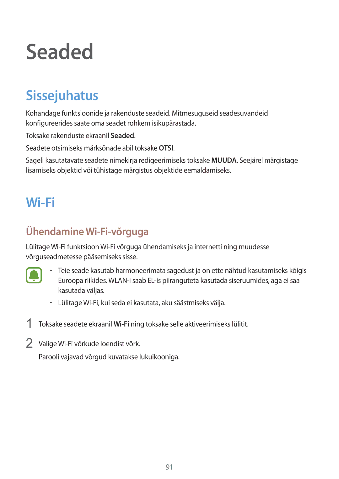 Samsung SM-G920FZBASEB manual Sissejuhatus, Ühendamine Wi-Fi-võrguga 