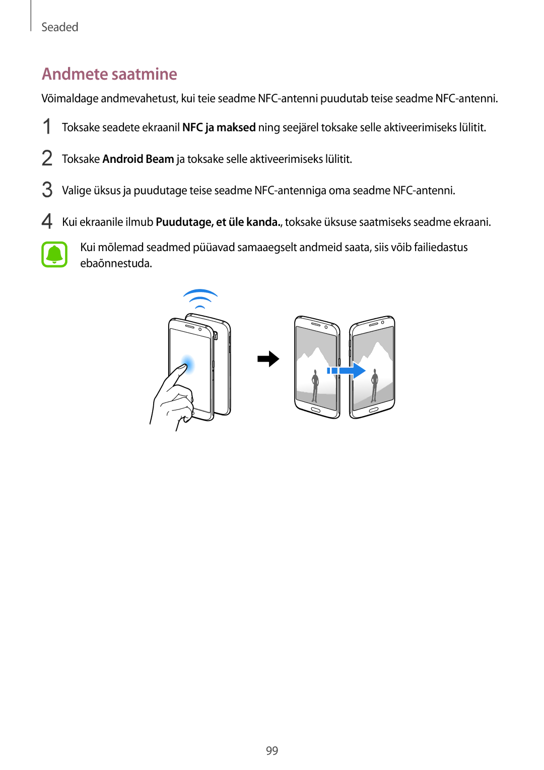 Samsung SM-G920FZBASEB manual Andmete saatmine 