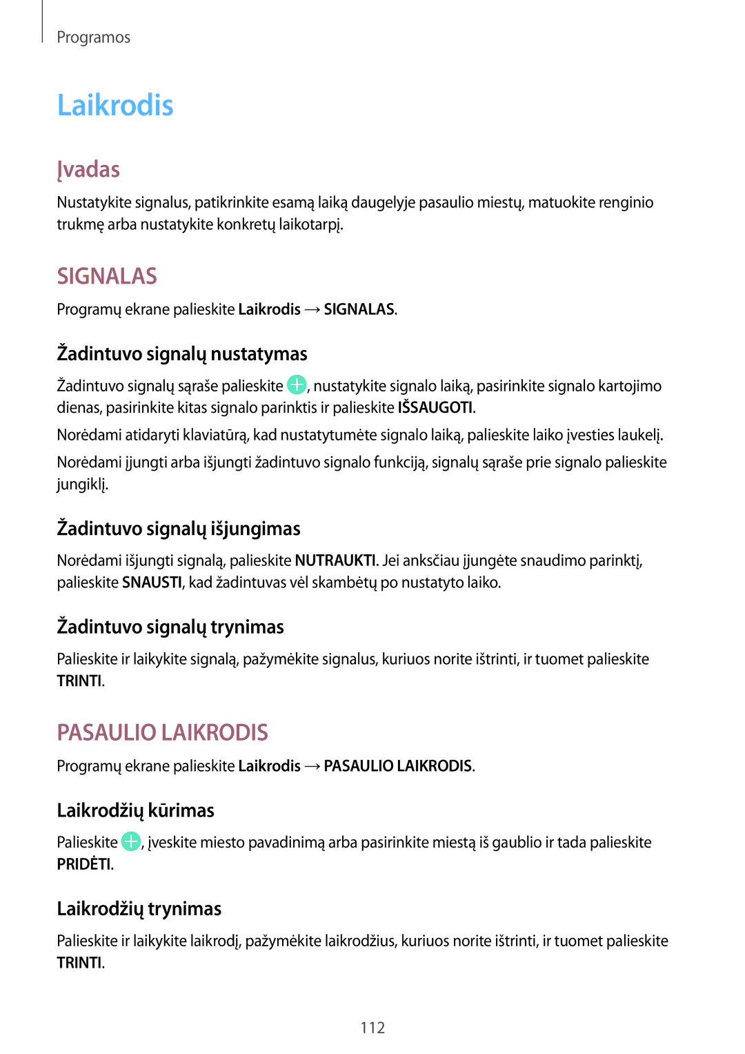 Samsung SM-G920FZBASEB manual Laikrodis 