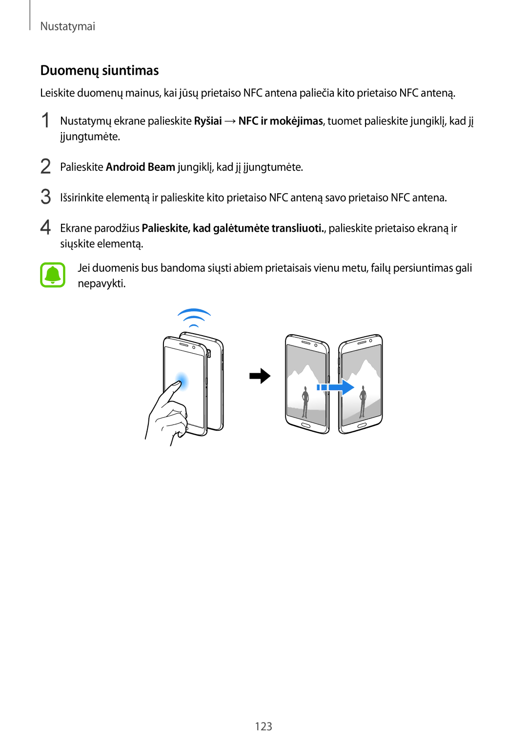 Samsung SM-G920FZBASEB manual Duomenų siuntimas 