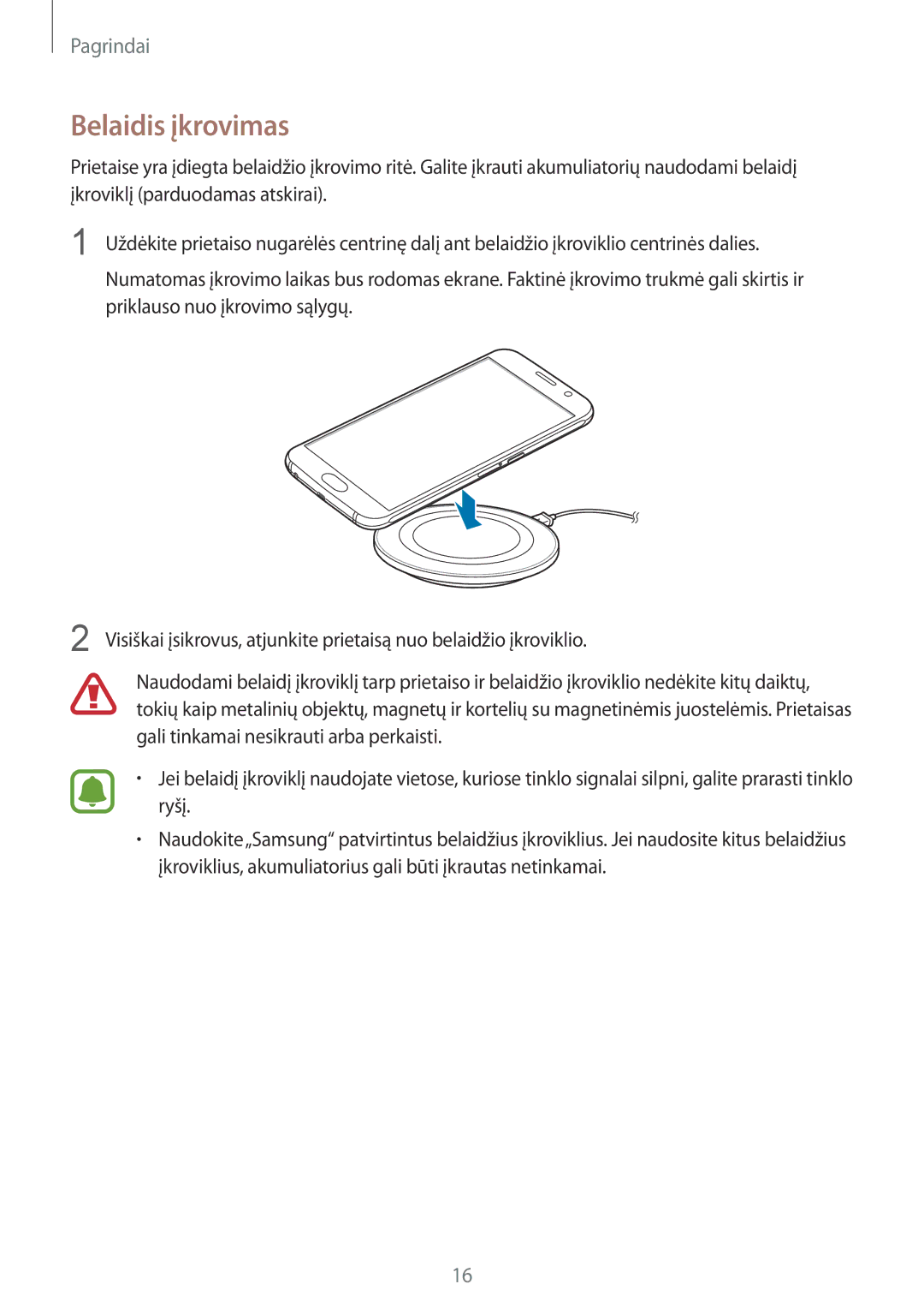 Samsung SM-G920FZBASEB manual Belaidis įkrovimas 