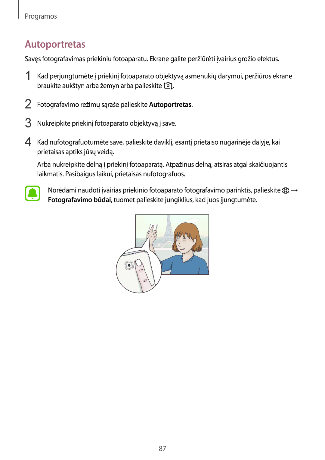 Samsung SM-G920FZBASEB manual Autoportretas 