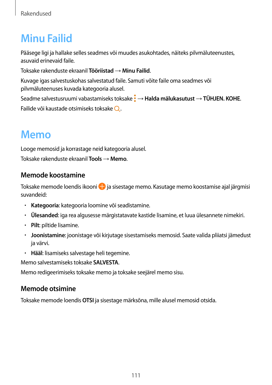 Samsung SM-G920FZBASEB manual Minu Failid, Memode koostamine, Memode otsimine 