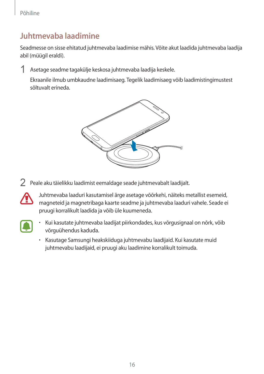 Samsung SM-G920FZBASEB manual Juhtmevaba laadimine 