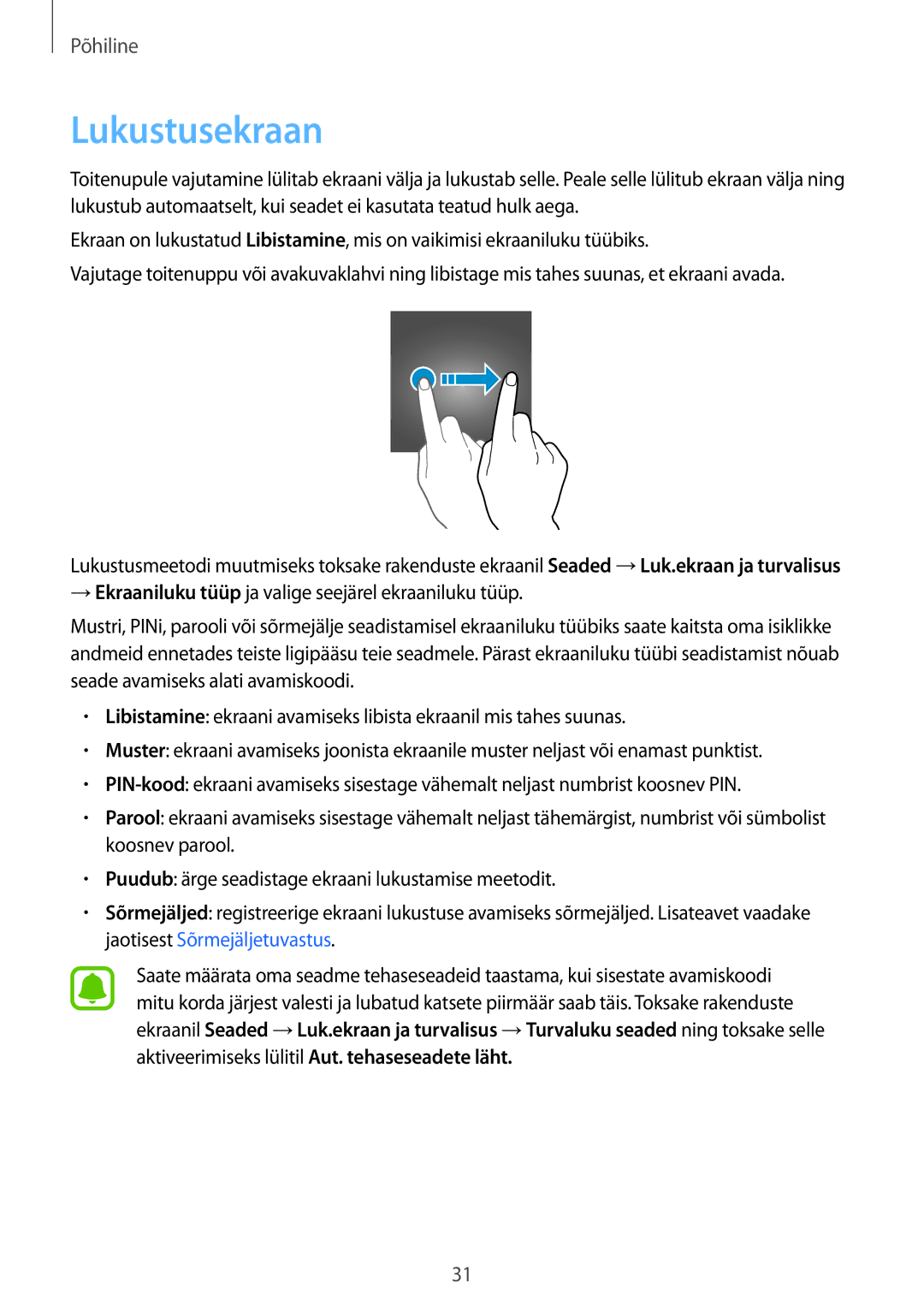 Samsung SM-G920FZBASEB manual Lukustusekraan 